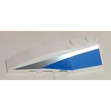 white wedge 6 x 2 left with blue and silver side pattern