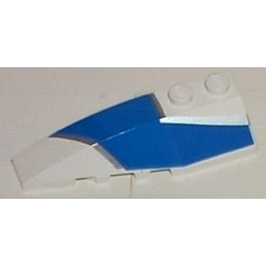 white wedge 6 x 2 left with blue and silver wraparound pattern