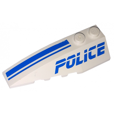 white wedge 6 x 2 left with blue police and stripes pattern