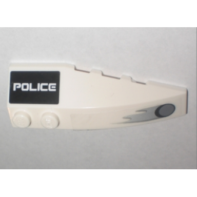 white wedge 6 x 2 left with police on black background and hole with flames pattern stickers - set 5969