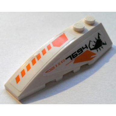white wedge 6 x 2 left with 7694 scorpion and orange stripes pattern stickers - set 7694