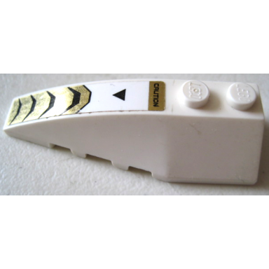 white wedge 6 x 2 left with black caution and gold and black stripes pattern sticker - set 7721