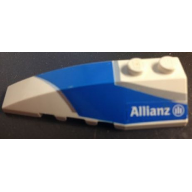 white wedge 6 x 2 left with blue and silver wraparound pattern with allianz logo pattern sticker - set 8374