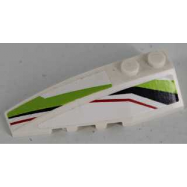 white wedge 6 x 2 left with black lime and red stripes pattern stickers - set 8864