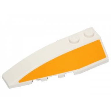 white wedge 6 x 2 left with bright light orange stripe pattern sticker - set 75170