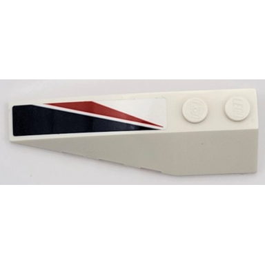 white wedge 6 x 2 left with dark blue and red triangle and angled stripes pattern sticker - set 42109