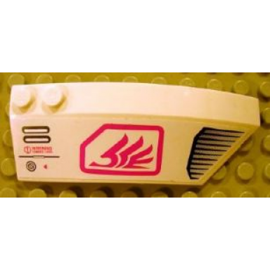 white wedge 8 x 3 x 2 open right with red quad wing and grille on white background pattern sticker - set 8106