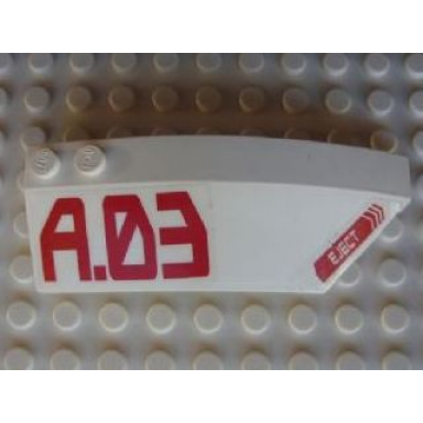 white wedge 8 x 3 x 2 open right with eject red a.03 pattern stickers - set 7713