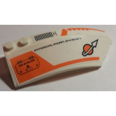 white wedge 8 x 3 x 2 open right with modified classic space logo air lock engine and intergalaxian 2445 67 pattern stickers - set 7697