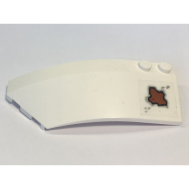 white wedge 8 x 3 x 2 open left with rust spot pattern sticker - set 10274