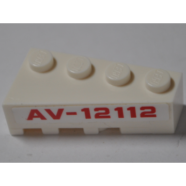 white wedge 4 x 2 right with red av-12112 pattern sticker - set 76049