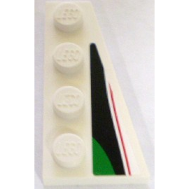 wedge plate 4 x 2 right with red black and small green pattern sticker - set 8898