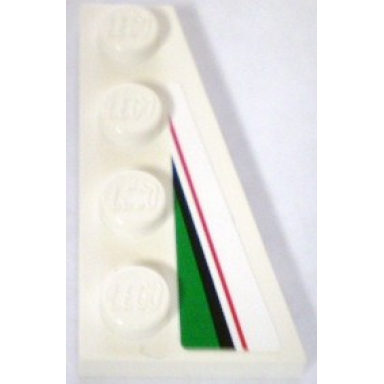 wedge plate 4 x 2 right with red black and large green pattern sticker - set 8898