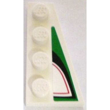 wedge plate 4 x 2 right with angled red black and green pattern sticker - set 8898