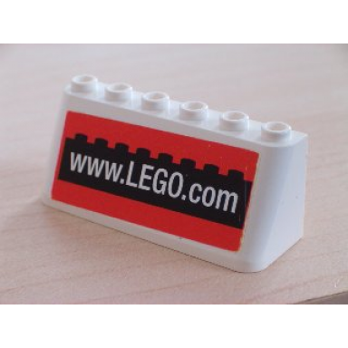 white windscreen 2 x 6 x 2 with white www.lego.com on black and red background pattern sticker - sets 3409-1 3410