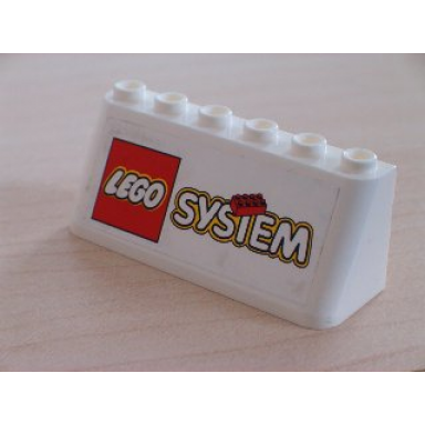 white windscreen 2 x 6 x 2 with lego system logo pattern sticker - sets 3308 3309