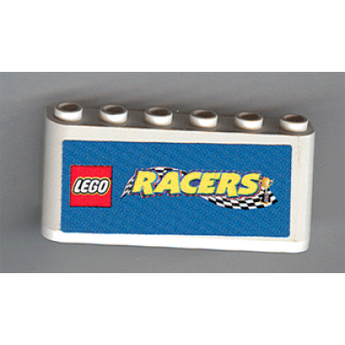 white windscreen 2 x 6 x 2 with lego racers logo on blue background pattern sticker - sets 3420-1 3420-2 3420-4 3421 3425-1