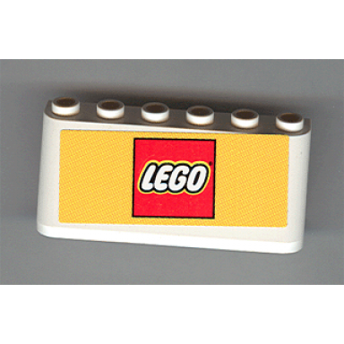 white windscreen 2 x 6 x 2 with lego logo on yellow background pattern sticker - sets 3409-1 3420-1 3420-2 3420-4 3425-1