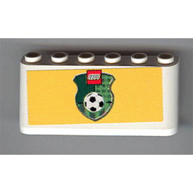 white windscreen 2 x 6 x 2 with lego logo and football soccer ball on green shield on yellow background pattern sticker - sets 3409-1 3410 3420-1 3420-2 3420-4 3421 3425-1