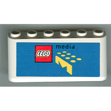 white windscreen 2 x 6 x 2 with lego logo and black media on blue background pattern sticker - sets 3409