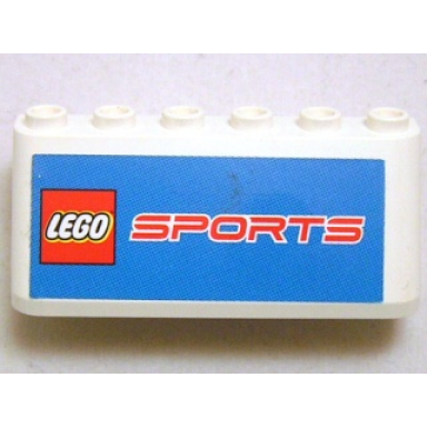 white windscreen 2 x 6 x 2 with lego sports logo on blue background pattern sticker - set 3420-4