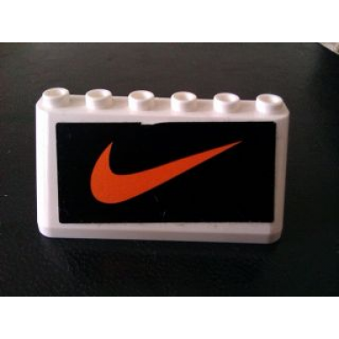 white windscreen 2 x 6 x 2 with nike logo on black background pattern sticker - set 880002-2 in combination with sets 3308 3309