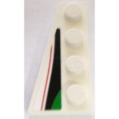 wedge plate 4 x 2 left with red black and small green pattern sticker - set 8898