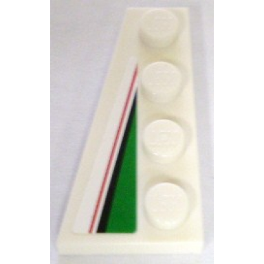 wedge plate 4 x 2 left with red black and large green pattern sticker - set 8898