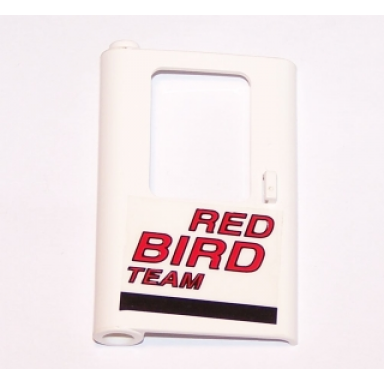 white door 1 x 4 x 5 train left thin support at bottom with red red bird team black stripe pattern sticker - set 5591