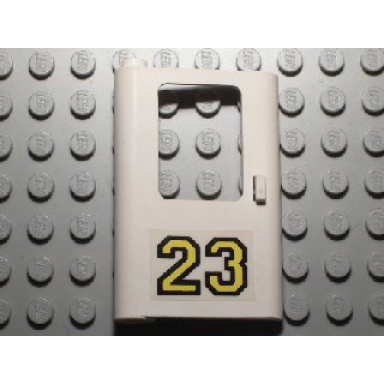 white door 1 x 4 x 5 train left thin support at bottom with yellow 23 pattern sticker - set 5550