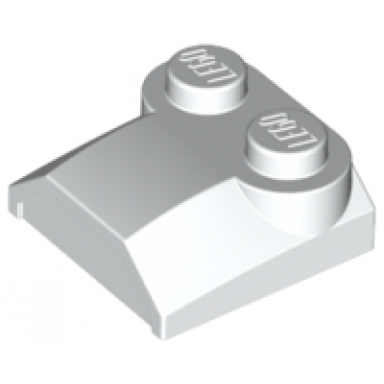 white slope curved 2 x 2 x 2 3 with 2 studs and curved sides lip end