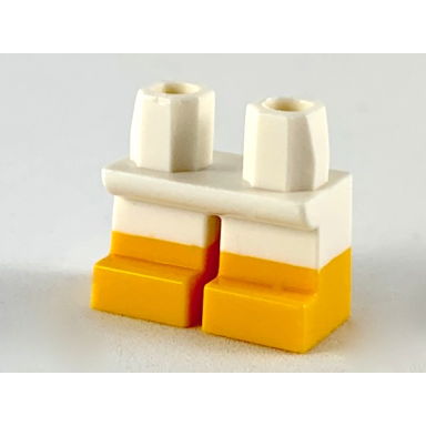 white legs short with molded bright light orange lower legs boots pattern