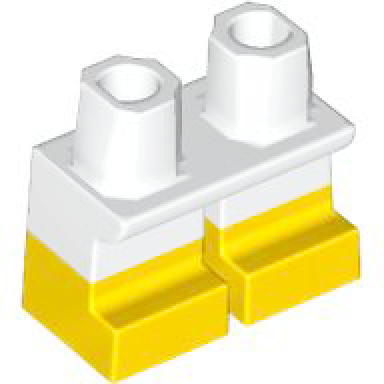 white legs short with molded yellow lower legs boots pattern