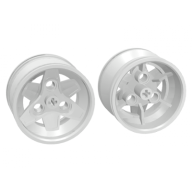 white wheel 43.2mm d x 26mm technic racing small 3 pin holes