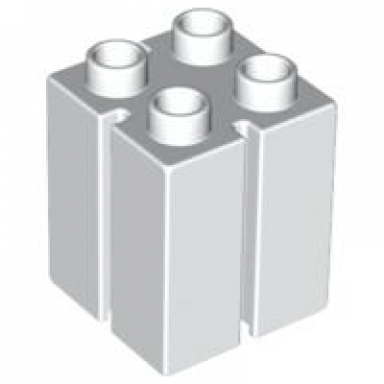 white duplo brick 2 x 2 x 2 with channels