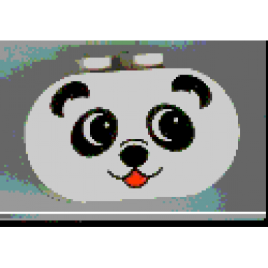 white duplo brick 2 x 4 x 2 rounded ends with panda face type 1 colored pattern