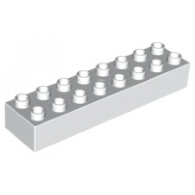 white duplo brick 2 x 8