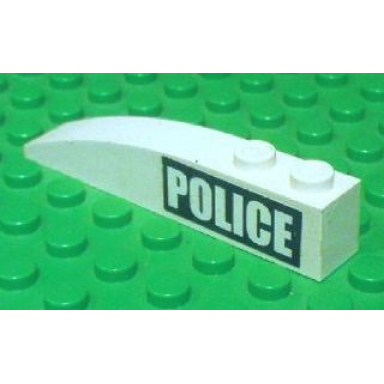white slope curved 6 x 1 with white police on black background pattern left sticker - set 7899