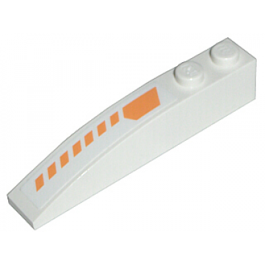 white slope curved 6 x 1 with orange stripes pattern model left sticker - set 7699