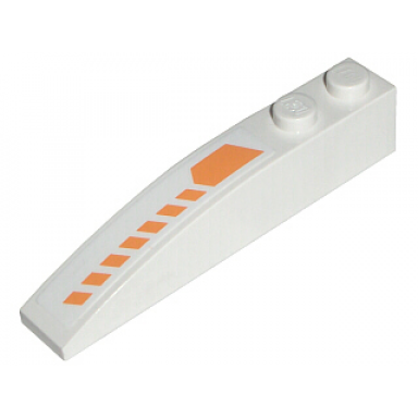 white slope curved 6 x 1 with orange stripes pattern model right sticker - set 7699