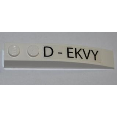 white slope curved 6 x 1 with d-ekvy pattern model left side sticker - set 7198