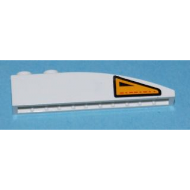 white slope curved 6 x 1 with orange and black warning triangle pattern model right side sticker - set 7676
