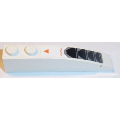 white slope curved 6 x 1 with caution orange triangle and air inlets pattern sticker - set 8108
