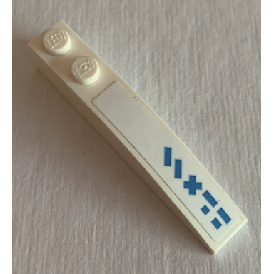 white slope curved 6 x 1 with medium blue stripes x and lines pattern model right side sticker - set 70616