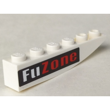white slope curved 6 x 1 inverted with fuzone on black background pattern model right sticker - set 8897