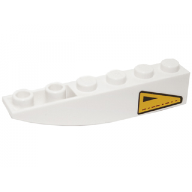 white slope curved 6 x 1 inverted with yellow triangle with black border and small triangle pattern model right side sticker - set 10195