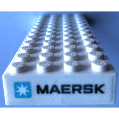 white brick 4 x 12 with maersk logo on white background pattern on both ends stickers - set 10241