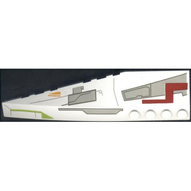 white wedge 12 x 3 right with gray panels lime medium orange dark red markings pattern