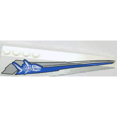 white wedge 12 x 3 right with shark skeleton and blue silver stripes pattern