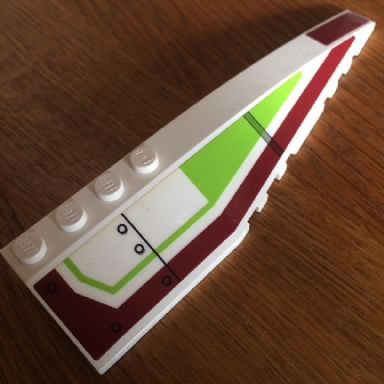 white wedge 12 x 3 right with dark red and lime pattern stickers - set 7679